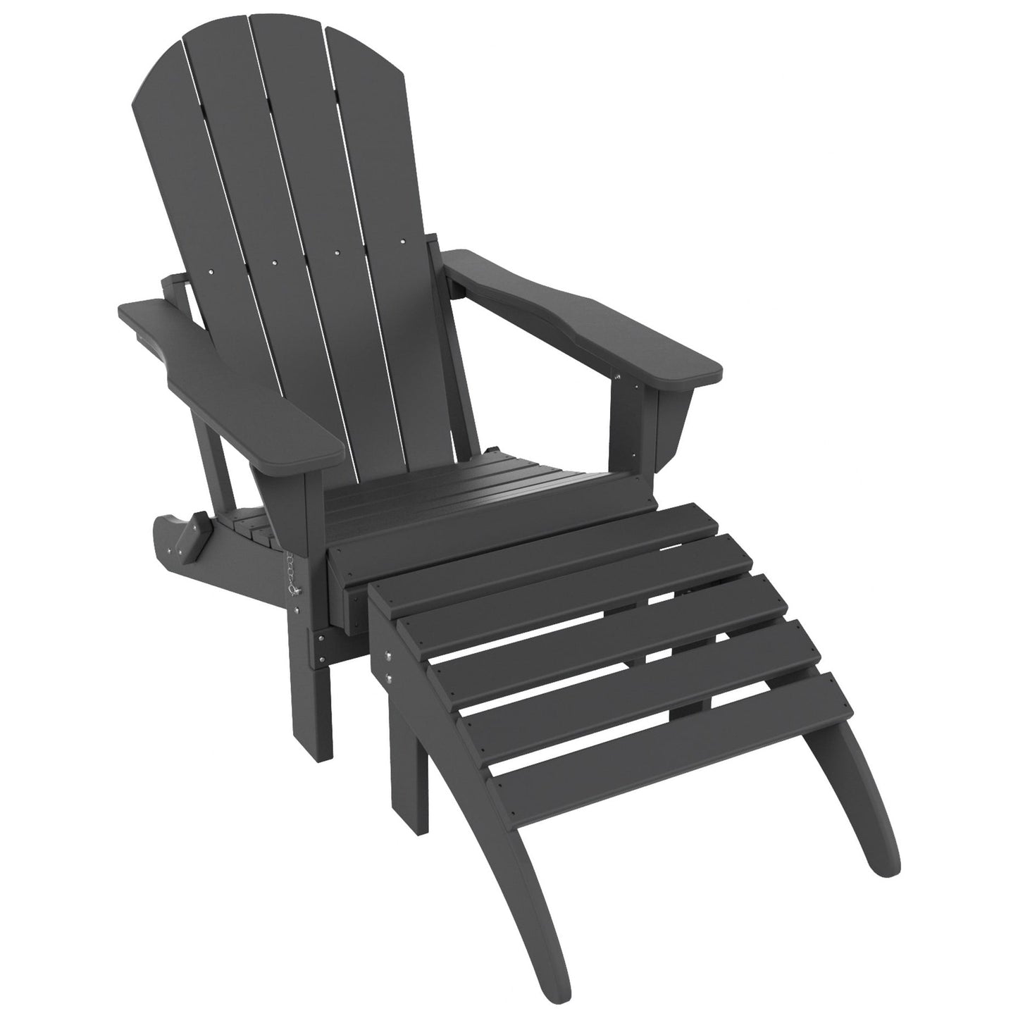 Polytrends Laguna Hdpe All Weather Outdoor Patio Foldable Adirondack Chair With Ottoman (2-Piece Set)