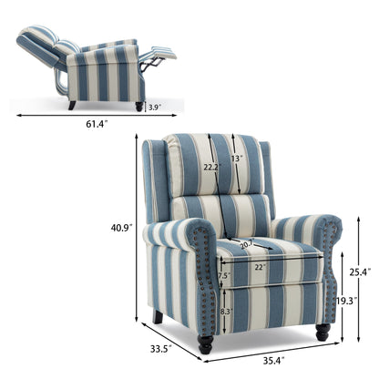 Manual Pushback Recliner Chairs with Nailhead Trim