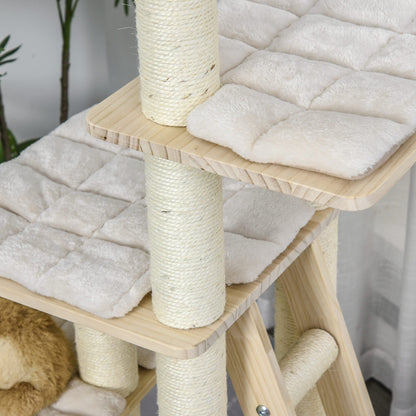 PawHut Multi-Level Cat Tree Condo Tower with Sisal-Covered Scratching Post, Activities for Kittens & Soft Cushion Luxury