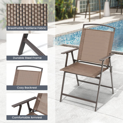 Pellebant 6 Piece Patio Set with Table, Umbrella and 4 Folding Chairs - 22.4Wx26.8Dx34.4H