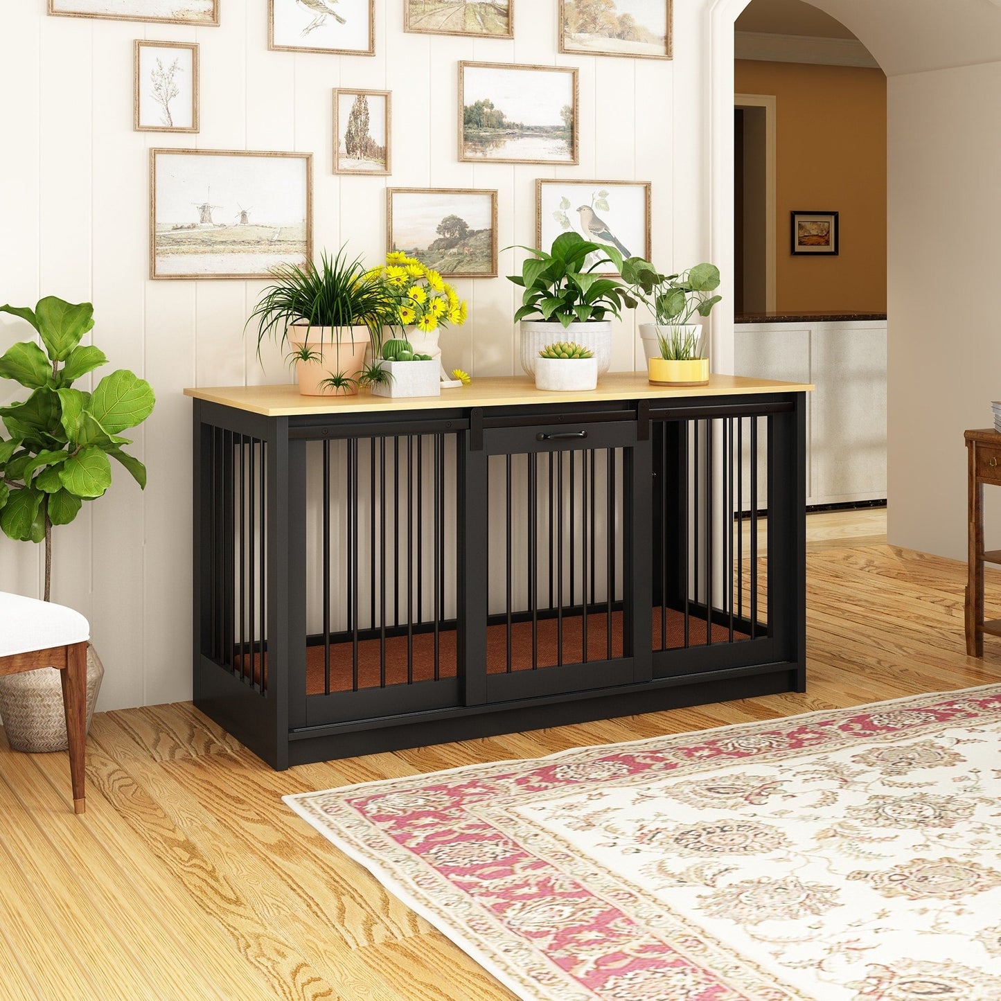 Pet Residence with Iron Tube Reinforcement Stylish & Sturdy Dog Crate