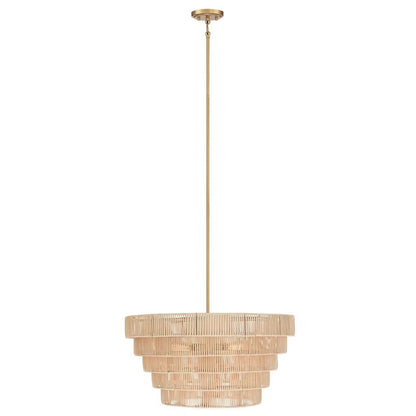 Piersan 5-Light Modern Bohemian Chandelier with Tiered Rattan Shade - 26 in. W