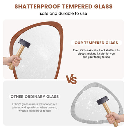 Pine Frame Cobblestone Shaped Asymmetrical Wall Mirror