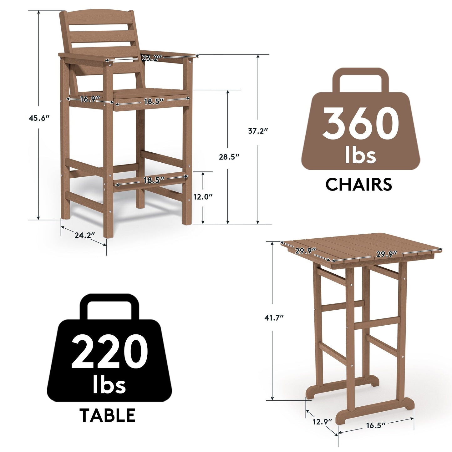 Plastic Tall adirondack Chair Set Of 3-Piece Patio Conversation Set
