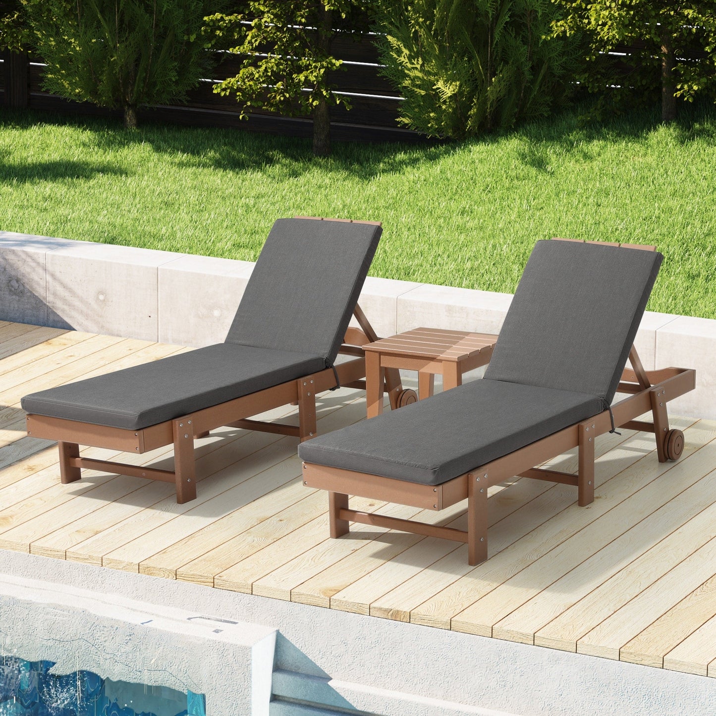 Polytrends Fading Free All Weather Outdoor Patio Chaise Lounge Cushions - (Set of 2)