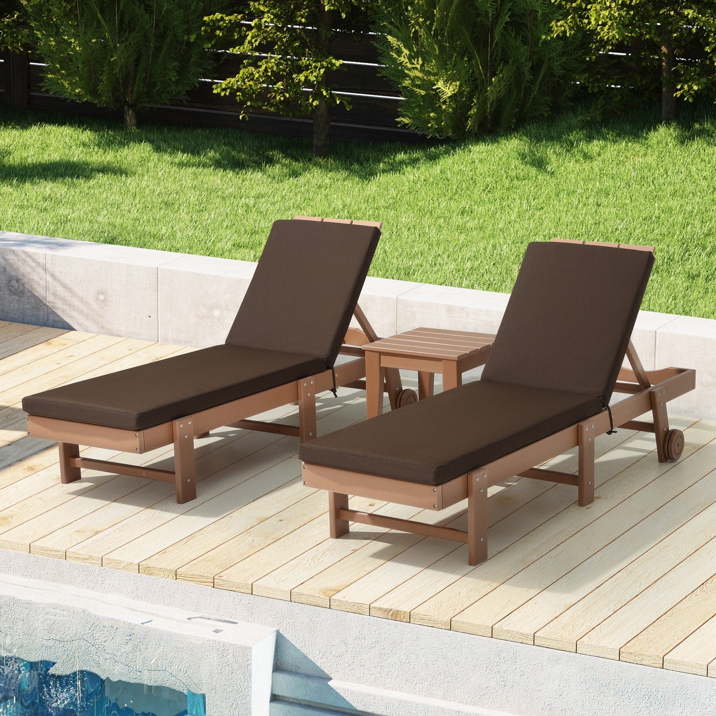Polytrends Fading Free All Weather Outdoor Patio Chaise Lounge Cushions - (Set of 2)