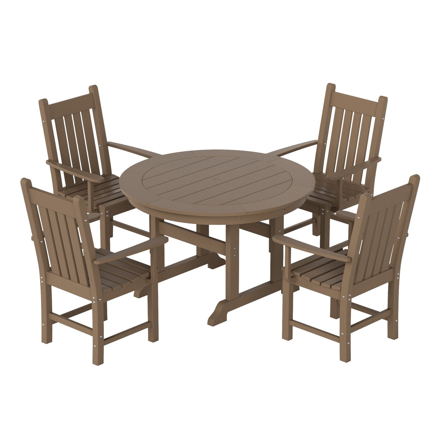 Polytrends Laguna Hdpe All Weather Outdoor Patio Dining Set with Round Table, Armchairs (5-Piece Set)