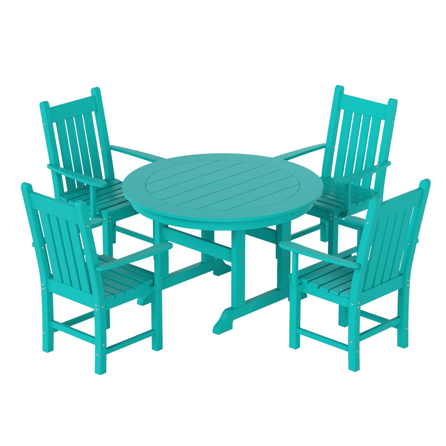 Polytrends Laguna Hdpe All Weather Outdoor Patio Dining Set with Round Table, Armchairs (5-Piece Set)