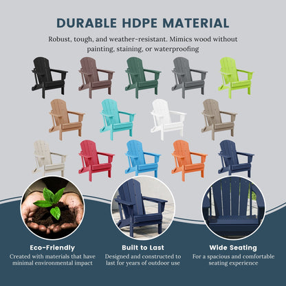 Polytrends Laguna Fade Resistant All Weather Outdoor Patio Folding Adirondack Chair