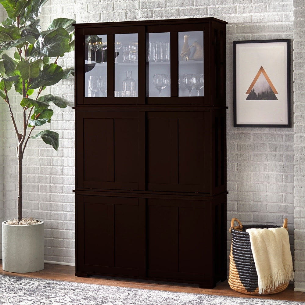 Porch & Den Jefferson Sliding Glass Door Stackable China Cabinet