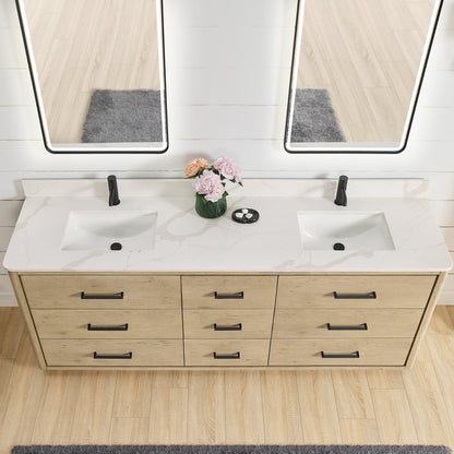 Porto Bath Vanity with White Quartz Stone Top without Mirror