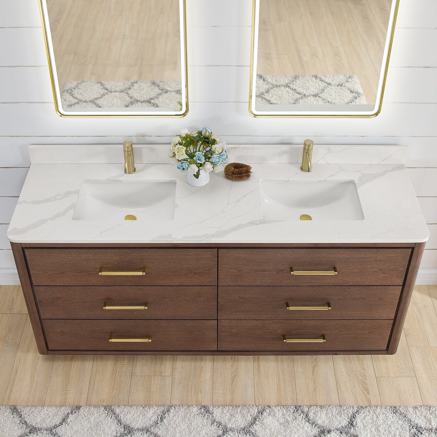 Porto Bath Vanity with White Quartz Stone Top without Mirror