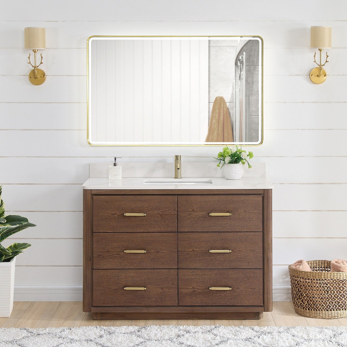 Porto Bath Vanity with White Quartz Stone Top without Mirror