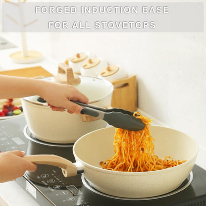 Pots and Pans Set Non stick, Ceramic Cookware Set Nonstick Kitchen Cooking Set w/Frying Pan Saucepan Saute Pan Casserole