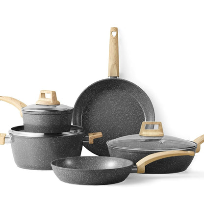 Pots and Pans Set Non stick, Ceramic Cookware Set Nonstick Kitchen Cooking Set w/Frying Pan Saucepan Saute Pan Casserole