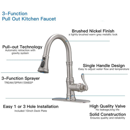 Pull Down Kitchen Faucet Single Handle Modern One Hole Kitchen Sink Faucets With Pull Down Sprayer Basin Tap With Deck Plate