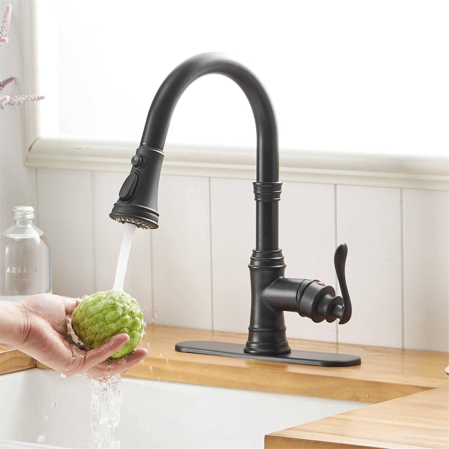 Pull Down Kitchen Faucet Single Handle Modern One Hole Kitchen Sink Faucets With Pull Down Sprayer Basin Tap With Deck Plate