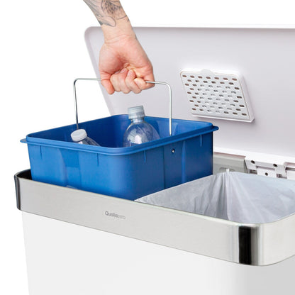 Qualiazero 16 Gal (8 Gal dual unit) Rectangular Recycle Step Can - Stainless Steel