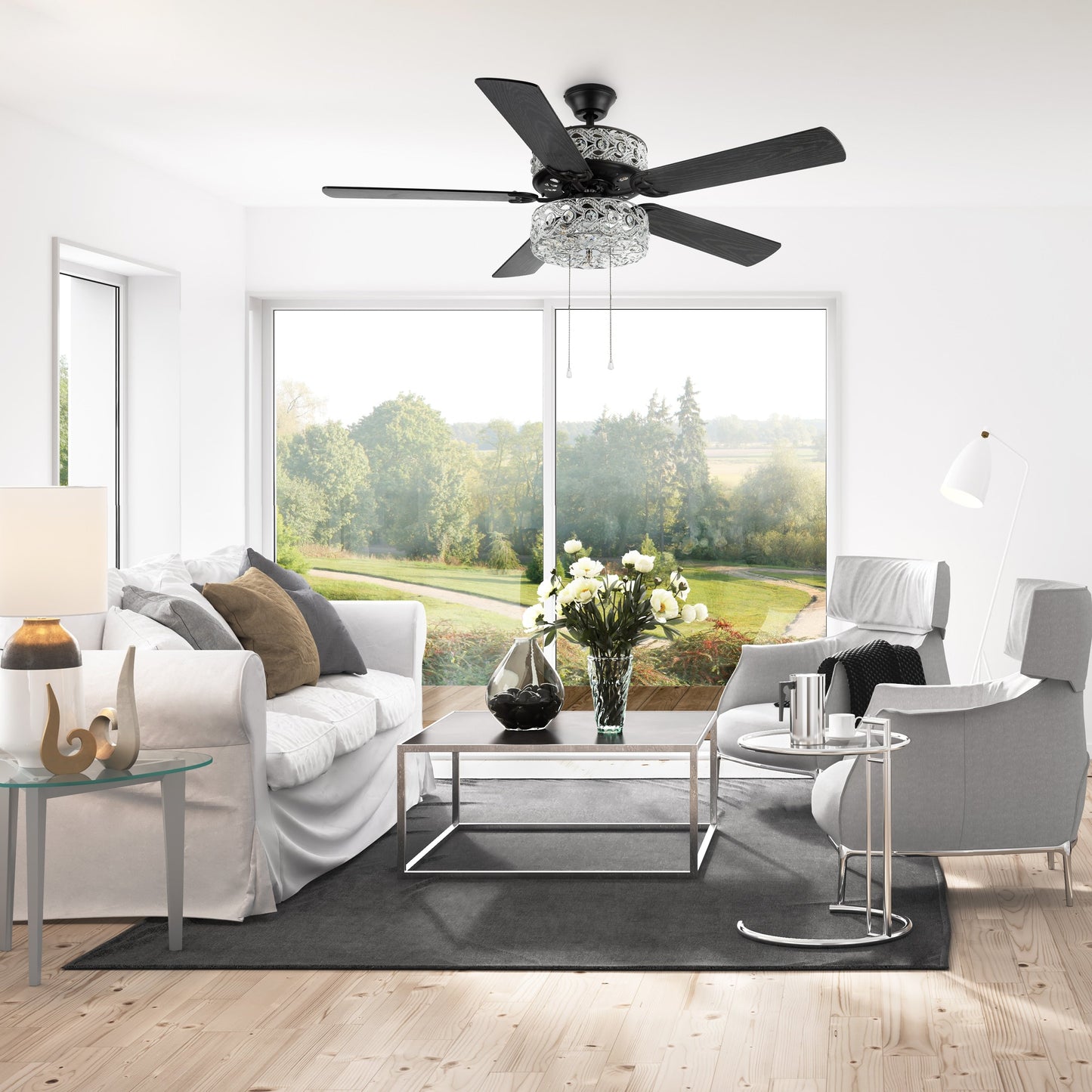 River of Goods Olivia Oil Rubbed Bronze Finish/ Crystal 52-inch LED Ceiling Fan - 52L x 52W x 18.25H - 52L x 52W x 18.25H