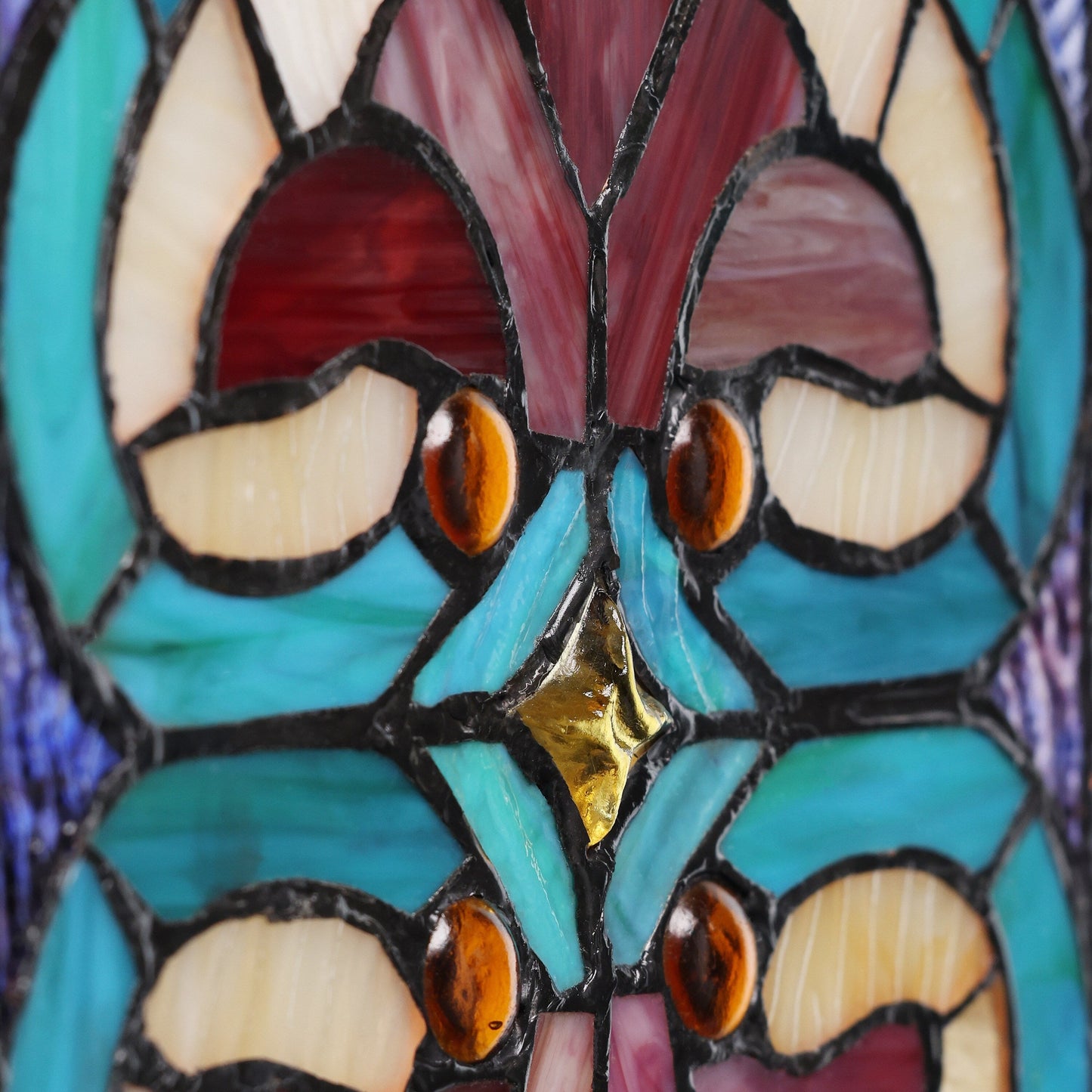 River of Goods Victorian Stained Glass Fleur De Lis Window Panel - 9.5L x 0.25W x 36H