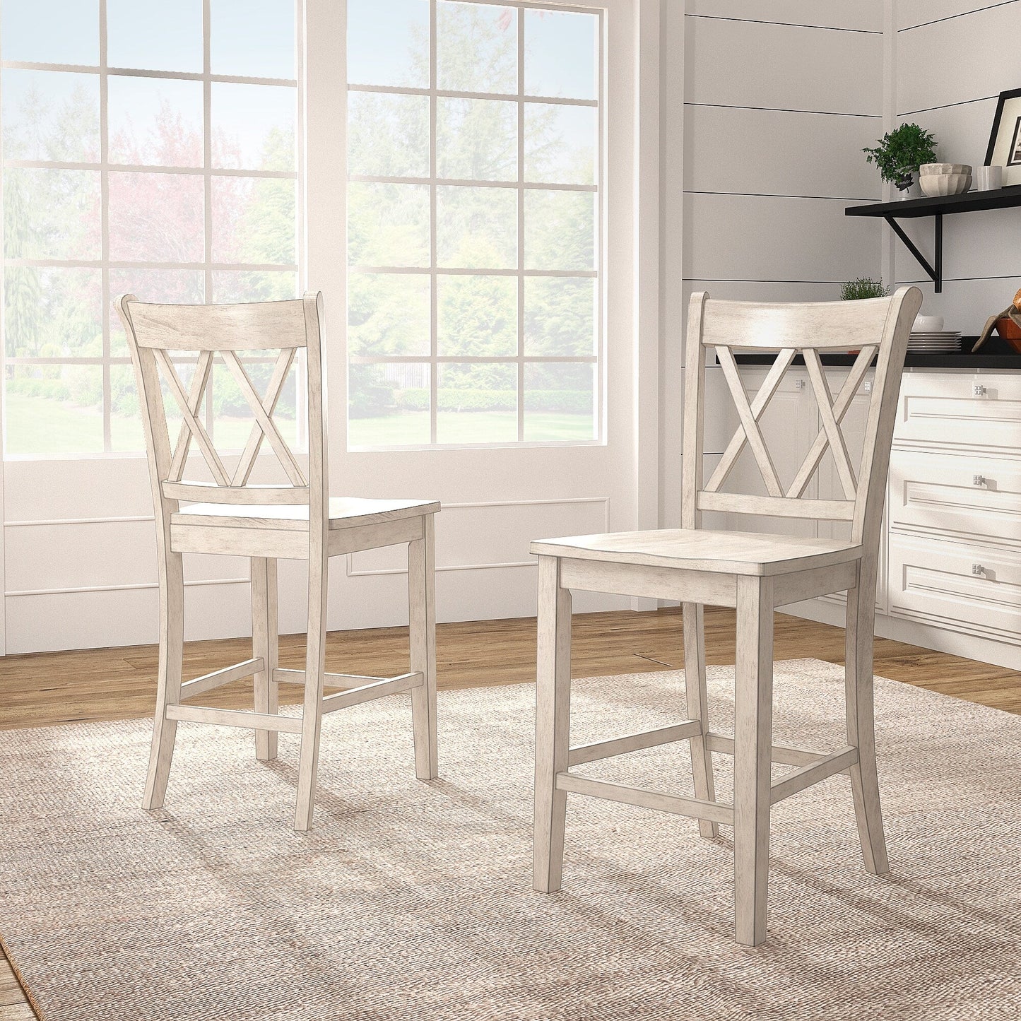 Ronda Double X-Back Counter Height Chairs (Set of 2)
