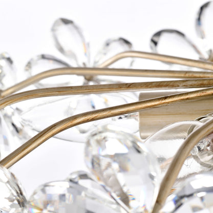 Rosa 6-Light Brushed Silver-ish Champagne Flower Crystal Flush Mount - 17.7 inches in diameter x 8.7 inches H