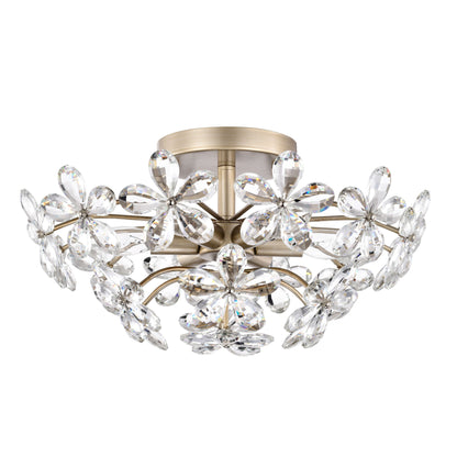Rosa 6-Light Brushed Silver-ish Champagne Flower Crystal Flush Mount - 17.7 inches in diameter x 8.7 inches H