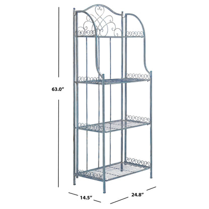 SAFAVIEH Bryn Victorian Wrought Iron 4-Tier Outdoor Bakers Rack - 25 In. W x 15 In. D x 63 In. H - 25W x 15D x 63H