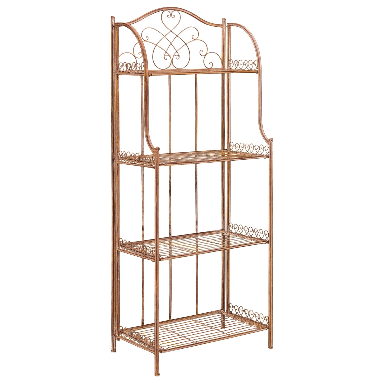 SAFAVIEH Bryn Victorian Wrought Iron 4-Tier Outdoor Bakers Rack - 25 In. W x 15 In. D x 63 In. H - 25W x 15D x 63H