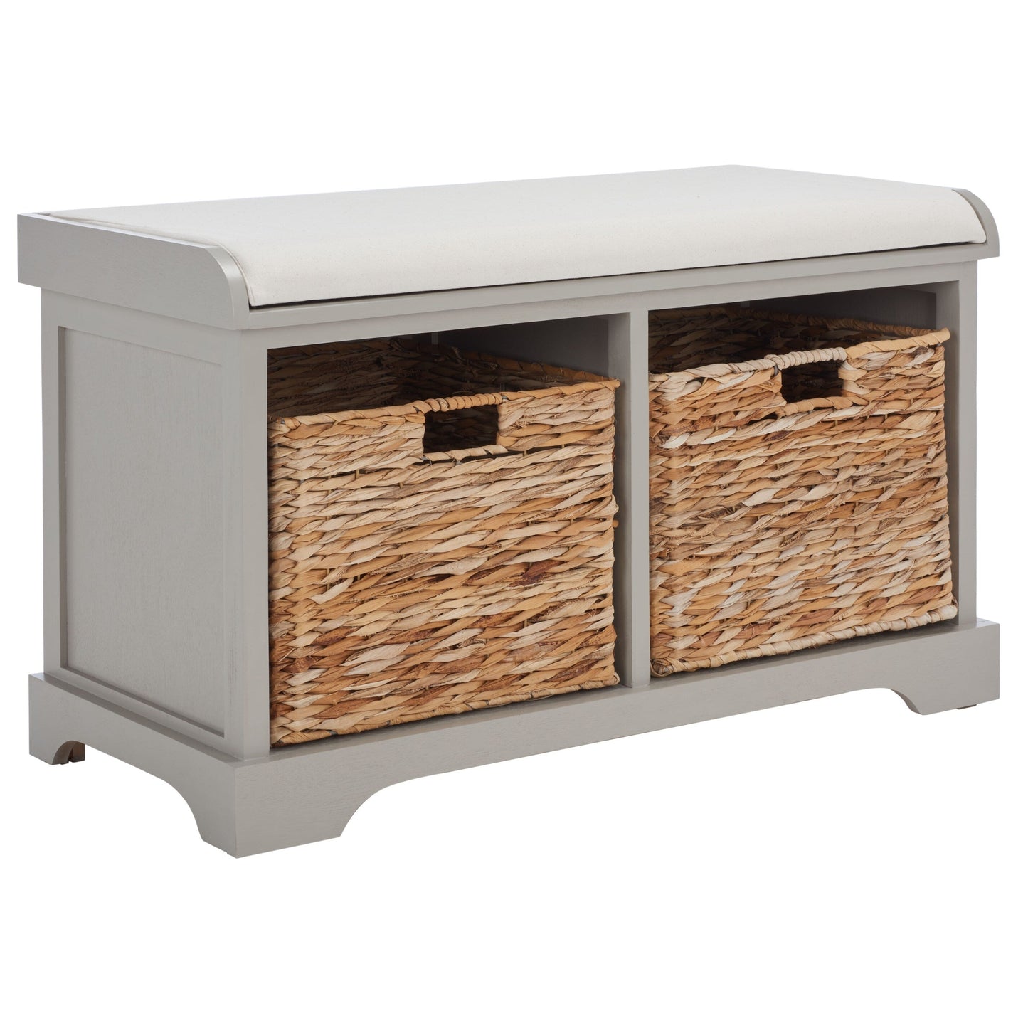 SAFAVIEH Euphemia Brown Woven Storage Basket Bench - 33.5 x 16.1 x 19.9 - 34Wx16Dx20H