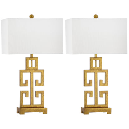 SAFAVIEH Lighting Chantelle Greek Antiqued Gold 29-inch Table Lamp (Set of 2) - 16W x 9D x 29H
