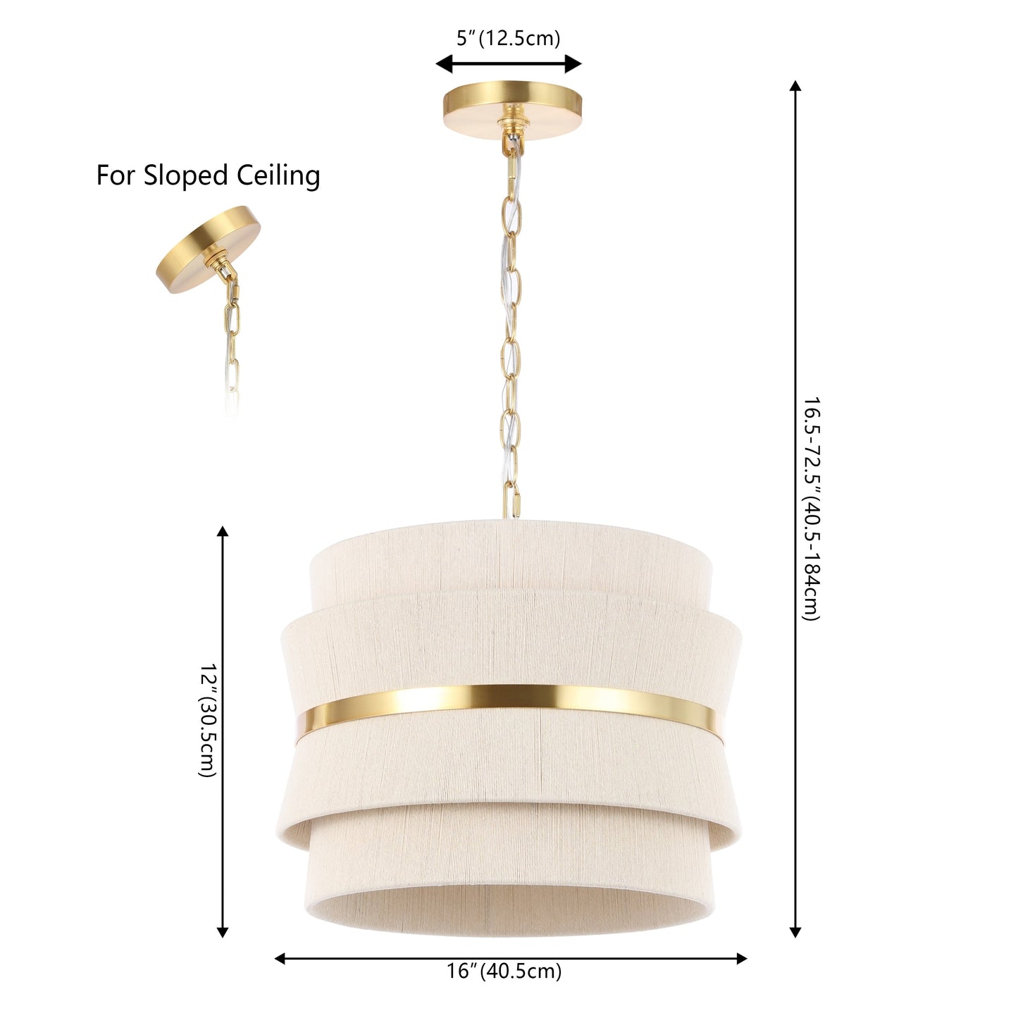 SAFAVIEH Oprea 3-Light Adjustable Hanging Pendant Light Fixture (LED Bulbs Included) - 16 x 16 x 16.5-72.5