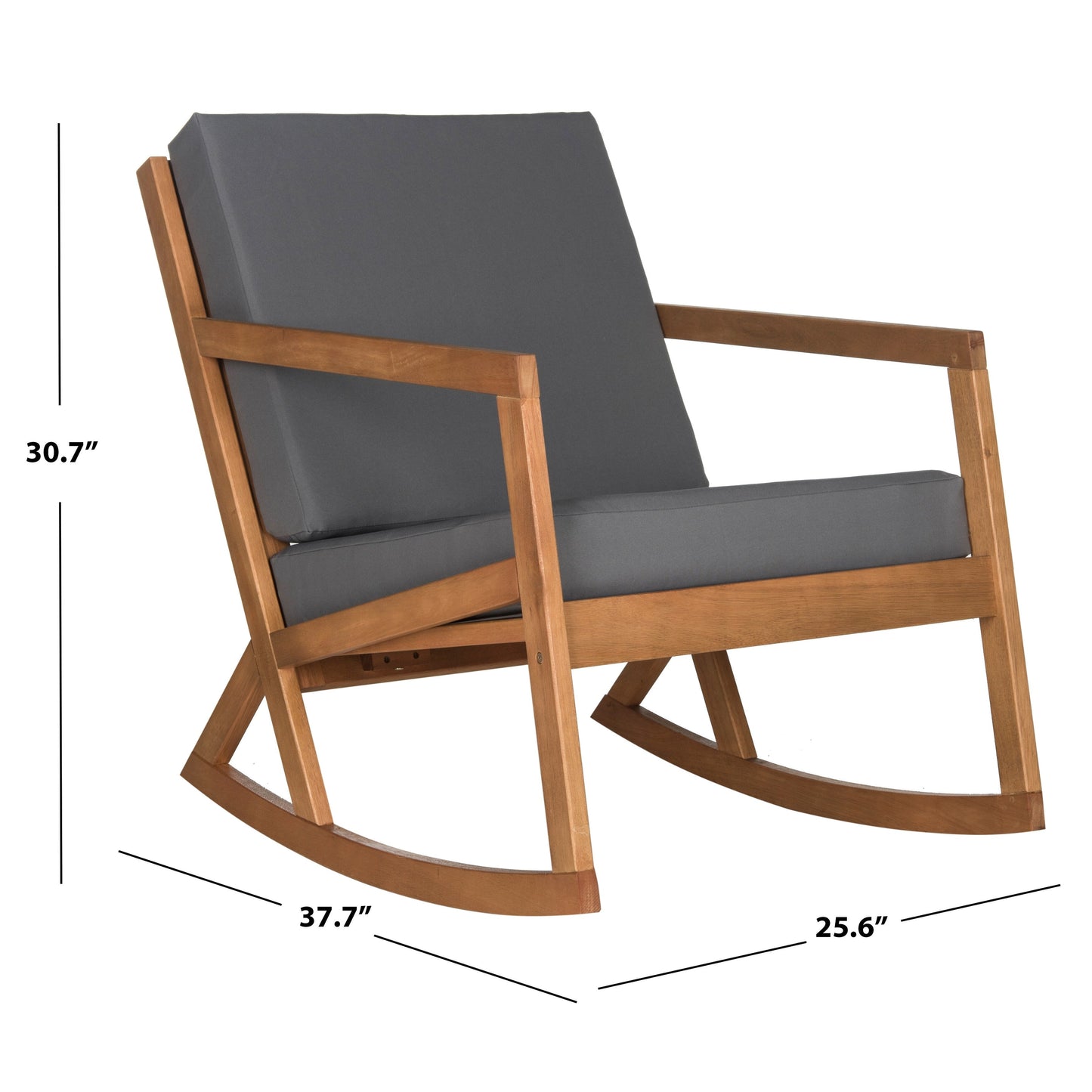 SAFAVIEH Outdoor Makaila Rocking Chair with Cushion - 26W x 31D x 38H