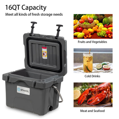 SKTAKOL 16 Quart Cooler Portable Ice Chest Leak-Proof 24 Cans Ice - See Details