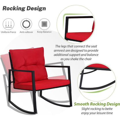 SUNCROWN 3-Piece Black Metal Outdoor Patio Rocking Bistro Set