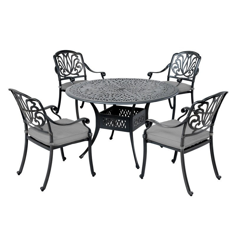 Saratoga 5pc Aluminum Round Dining Set with Sunbrella Cushions - Best Outdoor Furniture