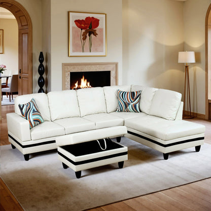 Semi PU Synthetic Leather 3-Piece Couch Living Room Sofa Set