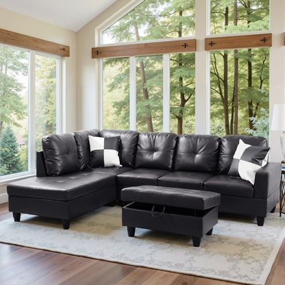 Semi PU Synthetic Leather 3-Piece Couch Living Room Sofa Set