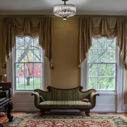 Silver Orchid Furey Bronze/Gold Tiered Glass Semi-flush Lighting Fixture - 14.75L x 14.75W x 15.25H