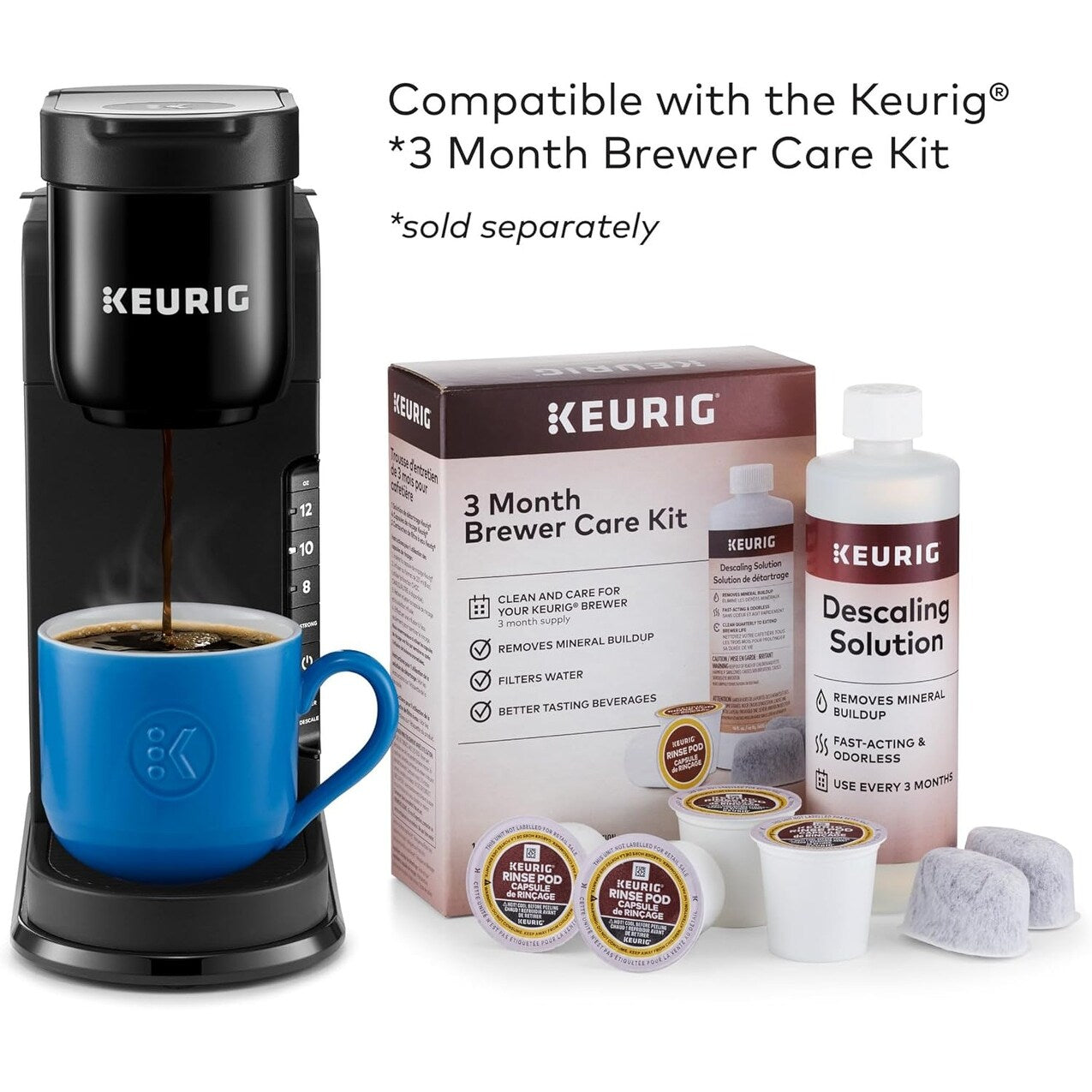 Single Serve K-Cup Coffee Maker, 3 Brew Sizes, Strong Brew, 42oz Reservoir, Black