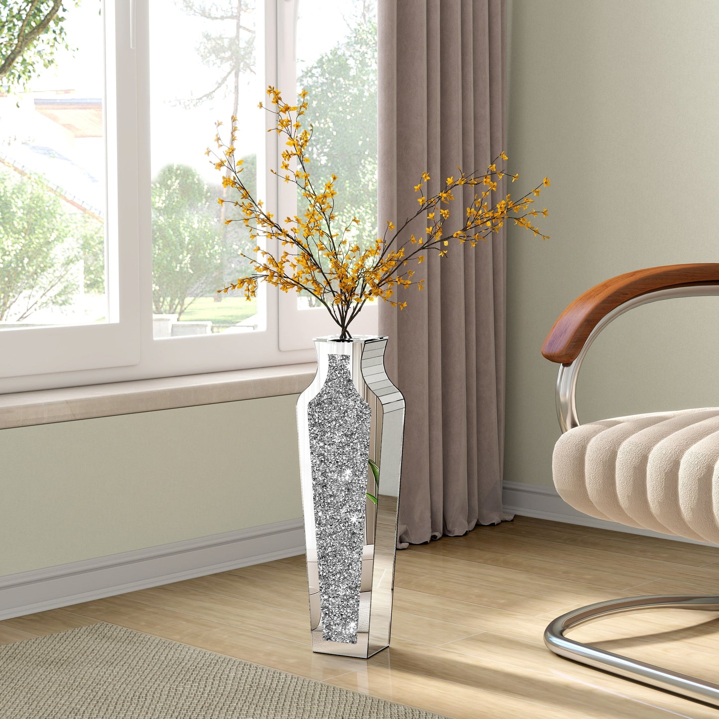 Tall Crushed Diamond Floor Vase