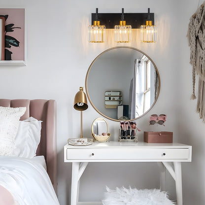 Modern Dimmable Crystal Bathroom Vanity Light Wall Sconces with Crystal Shades