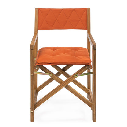 Theo Classic Mid-Century Outdoor Acacia Wood Foldable Diamond-Quilted Back Director Chair with Cushion, (Set of 2) by JONATHAN Y