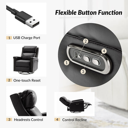 Tobias Traditional Swivel And Rocker Power Recliner Set of 2 by HULALA HOME