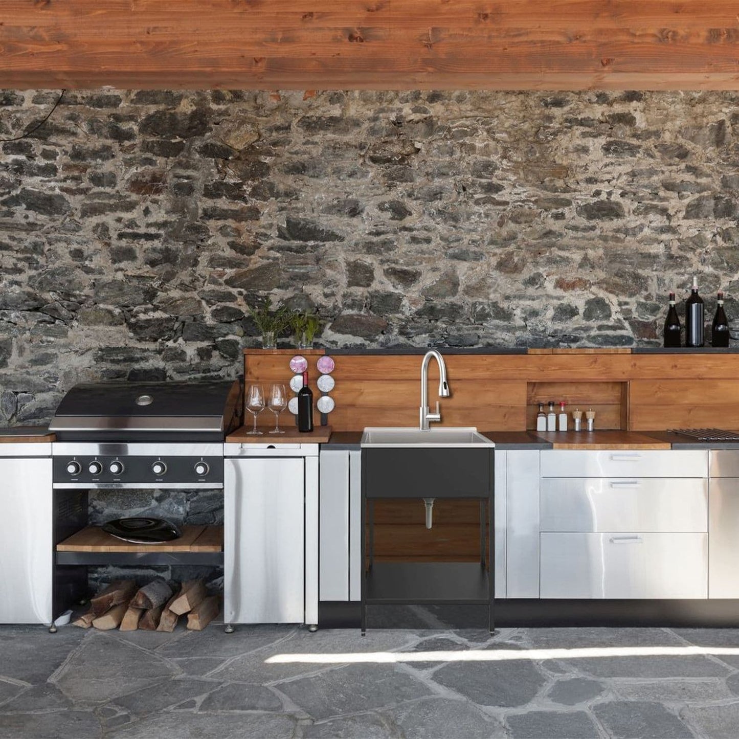 Transolid EWS-2422S 24-in W x 22-in D x 35-in H Stainless Steel Laundry Sink and Wash Stand - 24-in x 22-in