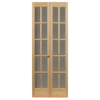 AWC Traditional Divided Glass Unfinished Pine 30-inch Bifold Door