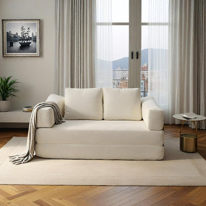 70.87 Upholstered Convertible Sleeper Sofa, Convertible Chair Floor Couch Comfy Sofa for Living Room, Bedroom, Chenille Fabric