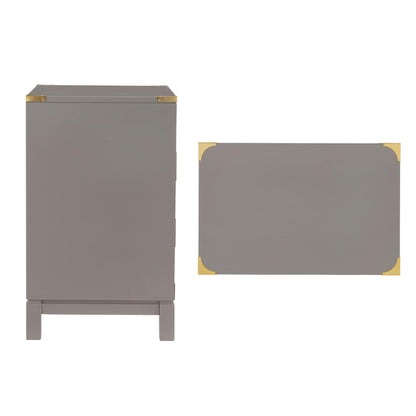 Valoria 3-Drawer Gold Accent Nightstand