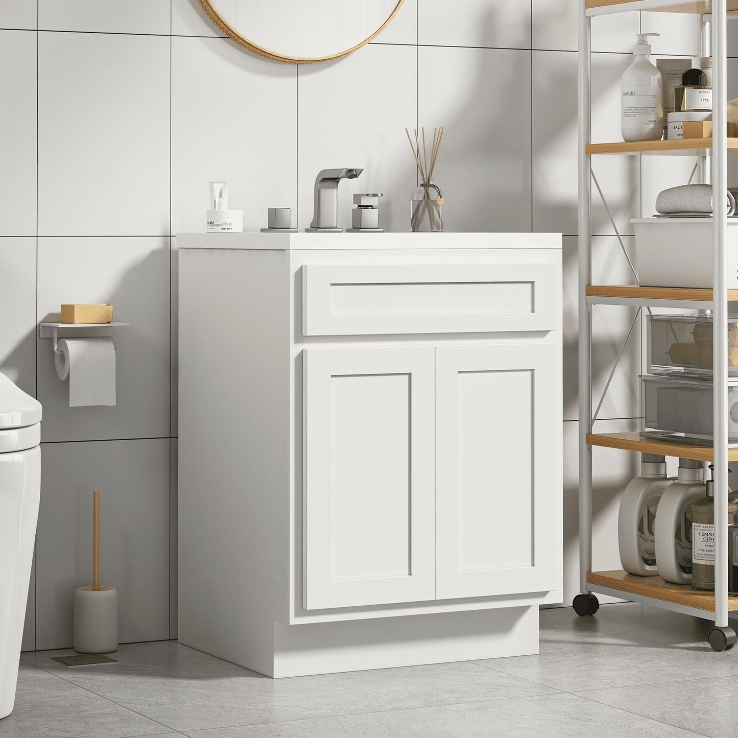 Vanity Art 24-inch Solid Wood Single Sink Bathroom Vanity Cabinet