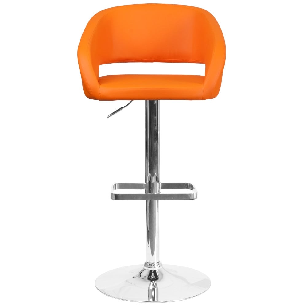 Modern Upholstered Adjustable-Height Barstool with Rounded Back